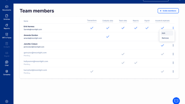 Les membres de l’équipe et leurs permissions dans EasyBiz
