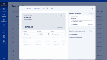 Attribution d’un projet à une transaction dans EasyBiz