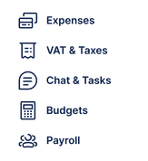 Expenses, VAT & Taxes, Chat & Tasks, Budgets, Payroll