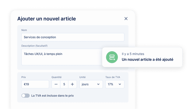 Modification des articles, prix et taux de TVA d’une facture dans EasyBiz