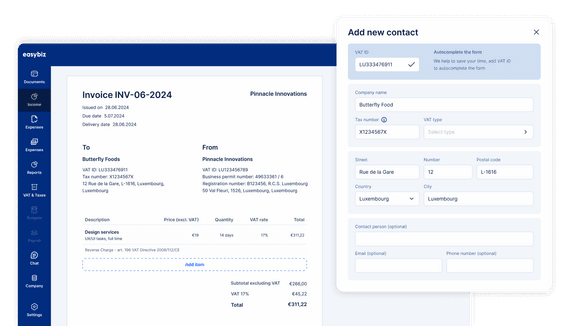 Creating a new invoice in EasyBiz