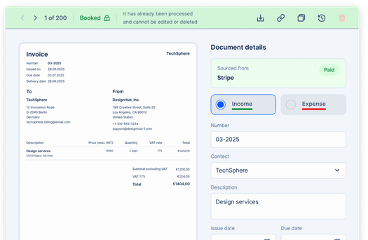 Une facture reconnue avec ses détails dans EasyBiz