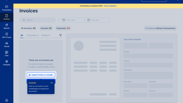 L’écran des factures d’EasyBiz avec le bouton d’import