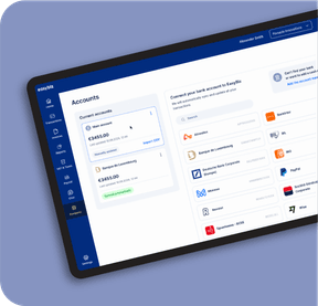 EasyBiz accounts screen on a tablet